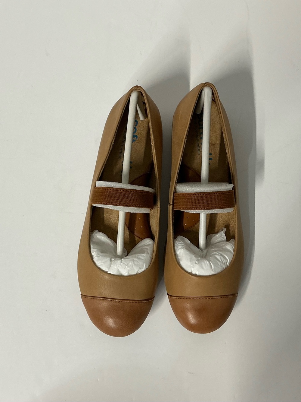 SoftWalk Two-Tone Tan Mary Jane Flats